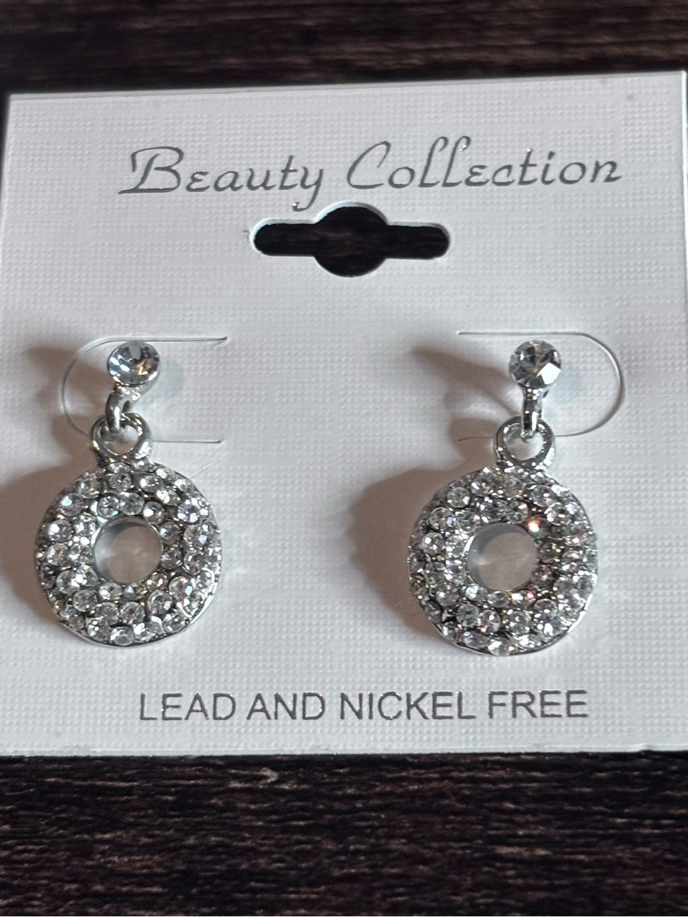 Silver Crystal‎ Circle Dangle Drop Earrings